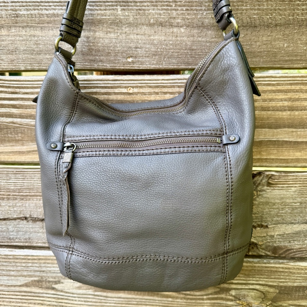 The Sak Sequoia Leather Hobo Bag Grey Pebbled Boho Minimalist Buttery Soft - Picture 3 of 11